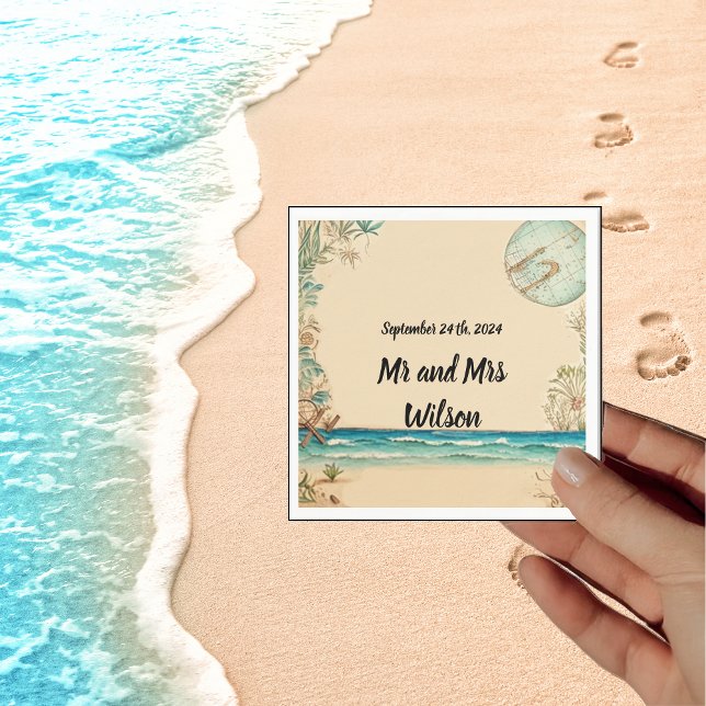 Serviette En Papier Dream Beach Theme Mariage Cocktail Napkins (Créateur téléchargé)