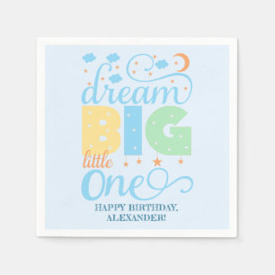 Serviette En Papier Dream Big Little One Blue Baby Boy 1er anniversair