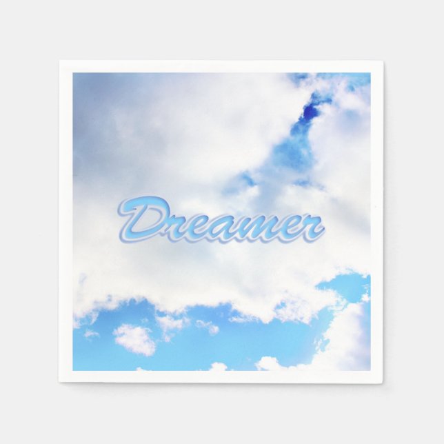 Serviette En Papier Dreamer Puffy nuages blancs et ciel bleu (Devant)
