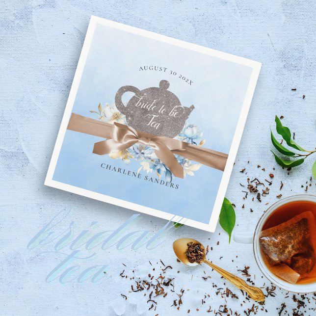 Serviette En Papier Dreamy Blue Floral et Bow Bridal Tea (Bridal tea themed with a bow and florals. Table napkins are a necessity.)