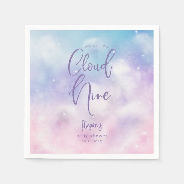 Serviette En Papier Dreamy Cloud Neuf Baby shower fille (Devant)