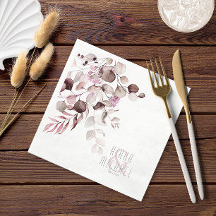 Serviette En Papier Dreamy Foliage Mariage V1 Bourgogne ID817