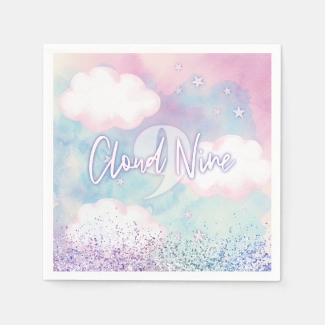 Serviette En Papier Dreamy Girl On Cloud Neuf 9e anniversaire (Devant)