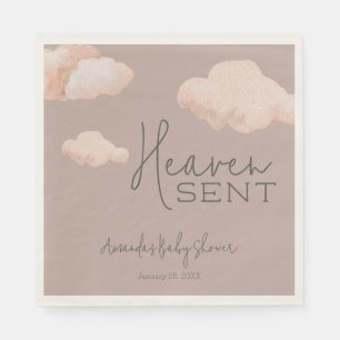 Serviette En Papier Dreamy Heaven envoyé Sky Beige Baby shower Bienven