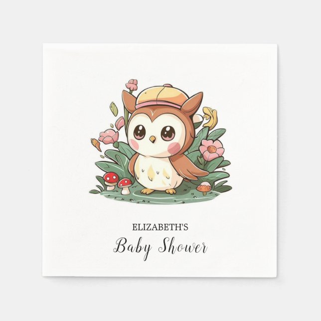 Serviette En Papier Dreamy Joy Owl Baby shower (Devant)