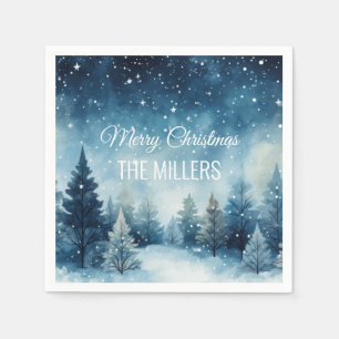 Serviette En Papier Dreamy neige aquarelle paysage hiver