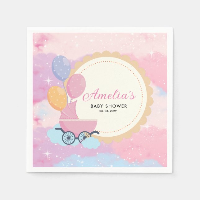 Serviette En Papier Dreamy Pastel Clouds Baby shower (Devant)