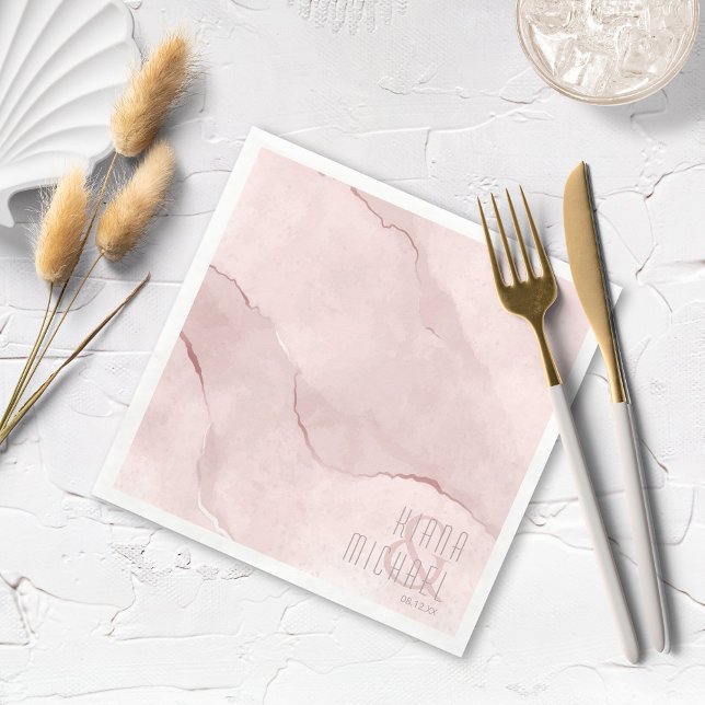 Serviette En Papier Dreamy Watercolor Abstrait Mariage Blush ID817 (Créateur téléchargé)
