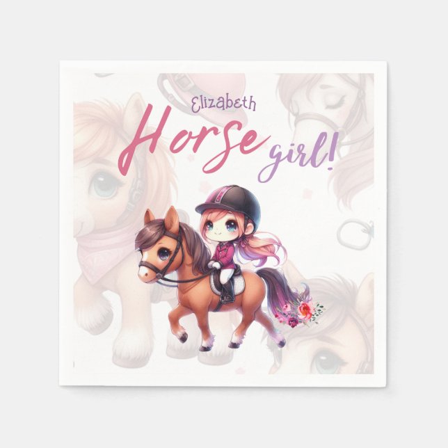 Serviette En Papier Dressage Rider Horse Girl Birthday Party (Devant)