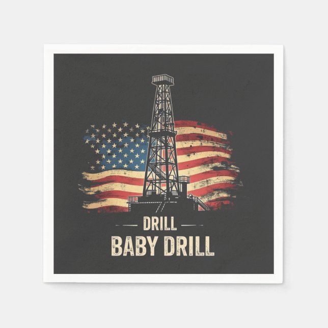 Serviette En Papier Drill Baby Drill American Trump Energy Economy (Devant)