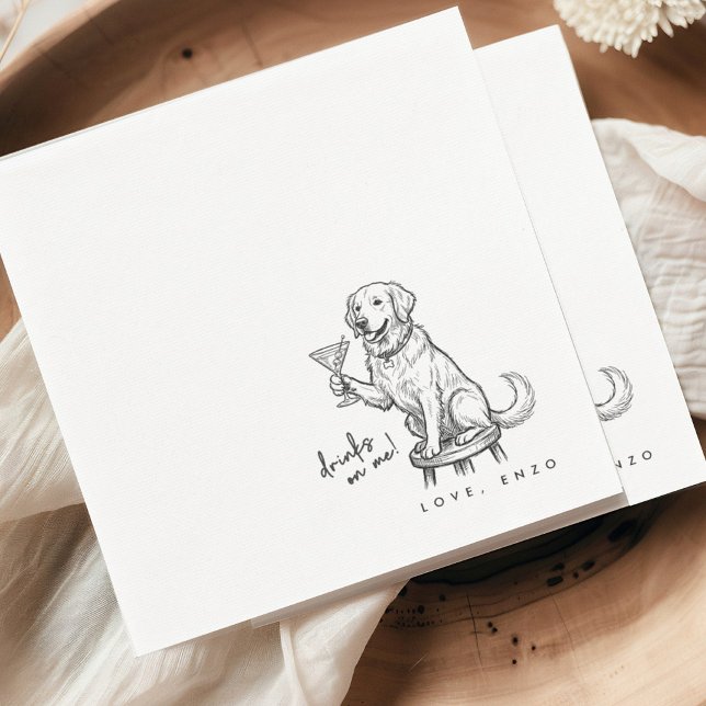 Serviette En Papier Drinks On Me Cute Fun Dog Cocktail Napkins (Créateur téléchargé)