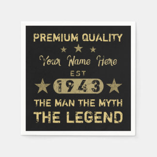 Serviette En Papier Drôle 1943 Anniversaire Mythe de l'Homme Légende