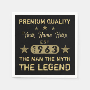 Serviette En Papier Drôle 1963 Anniversaire Mythe de l'Homme Légende