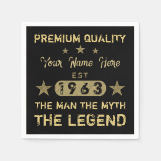 Serviette En Papier Drôle 1963 Anniversaire Mythe de l'Homme Légende
