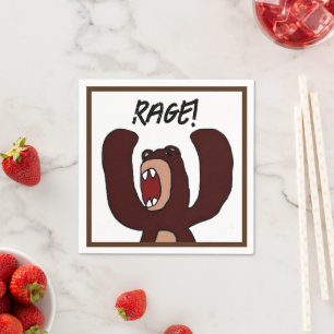 Serviette En Papier Drôle Angry Brown Bear Cartoon - Stress Out
