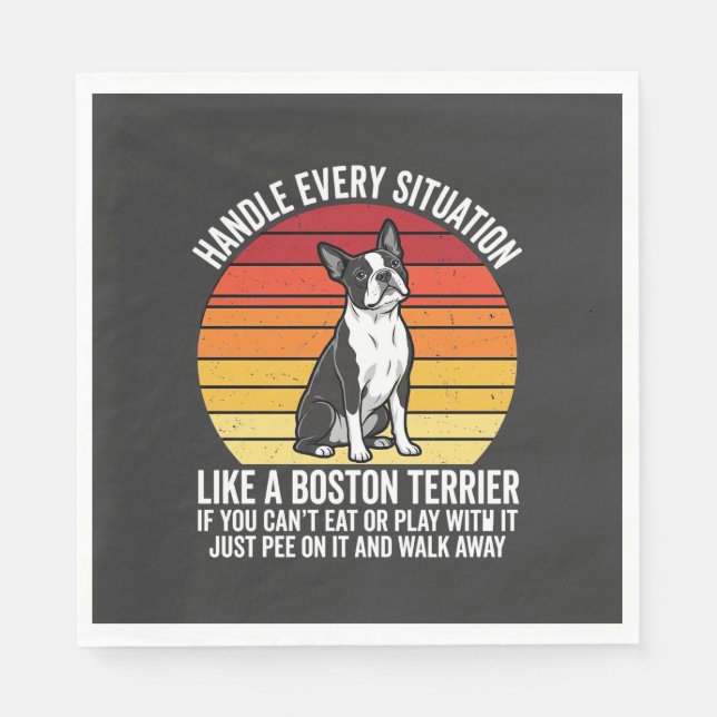 Serviette En Papier Drôle attitude de Boston Terrier Rétro (Devant)