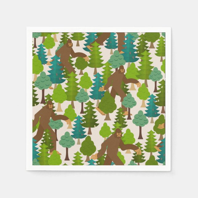 Serviette En Papier Drôle Bigfoot dans le dessin humoristique de Woods (Devant)