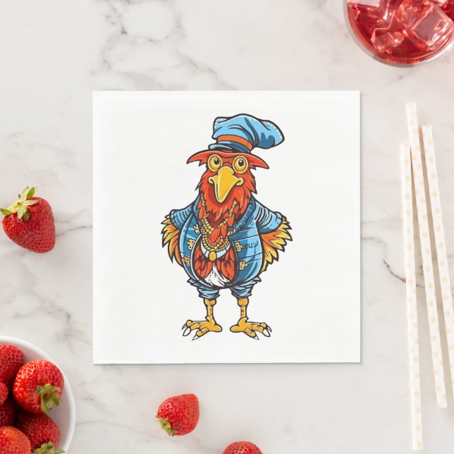 Serviette En Papier Drôle Bossy Cartoon Rooster (En situation)