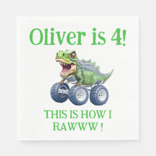 Serviette En Papier Drôle camion monstre dinosaure