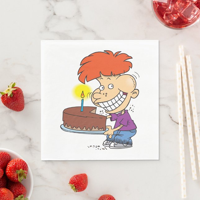 Serviette En Papier Drôle caricaturiste avec gâteau d'anniversaire au  (Créateur téléchargé)