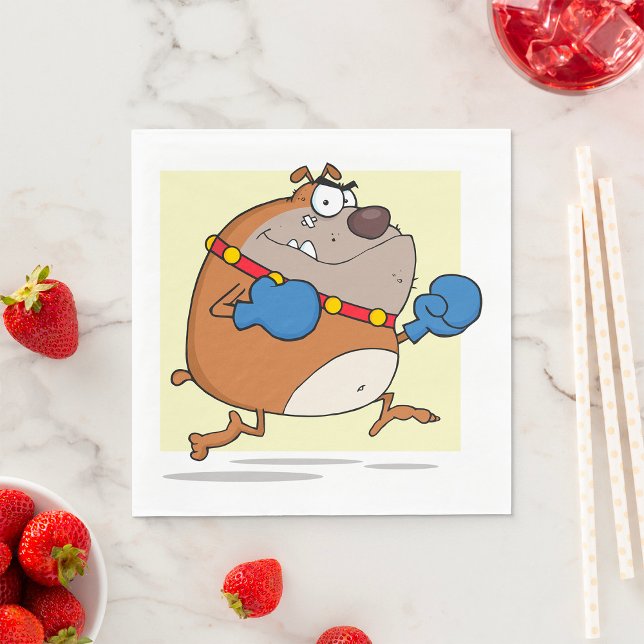 Serviette En Papier Drôle Cartoon Bulldog Boxer Chien (Créateur téléchargé)