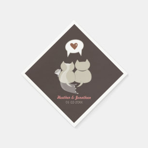 Serviette En Papier Drôle Cartoon Chats Mariage répétition serviettes