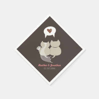 Serviette En Papier Drôle Cartoon Chats Mariage répétition serviettes
