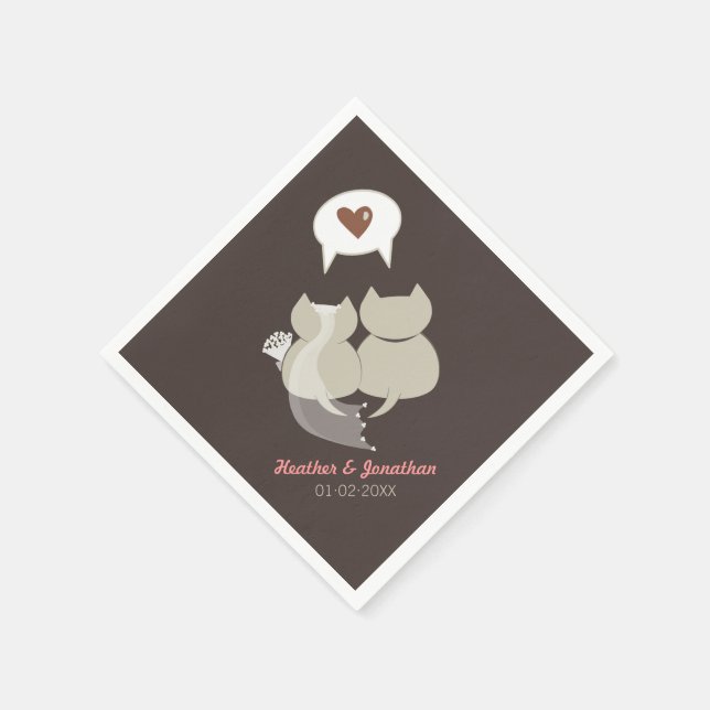 Serviette En Papier Drôle Cartoon Chats Mariage répétition serviettes (Coin)