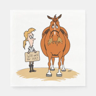 Serviette En Papier Drôle Cartoon Gras Cheval Femme Travaillera Pour L