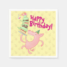 Drôle Cochon Joyeux Anniversaire ! Carton de gâtea