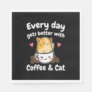 Serviette En Papier Drôle de café et de chat disant amateur de caféine