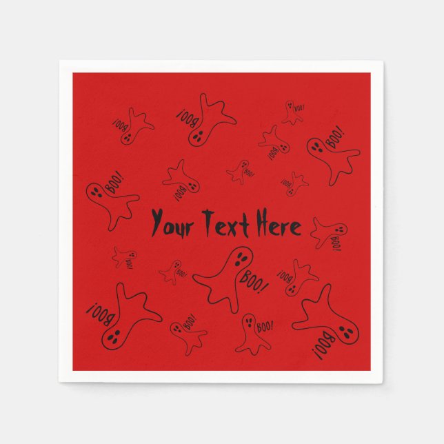 Serviette En Papier drôle de fantôme noir criant boo pour halloween (Devant)