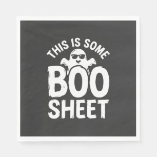 Serviette En Papier Drôle de feuille de Boo fantôme Halloween Design_1