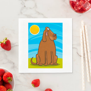 Serviette En Papier Drôle de gros chien brun assis au soleil