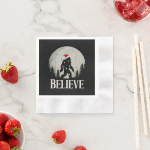 Serviette En Papier Drôle de Noël Bigfoot Père Noël Lune Sasquatch