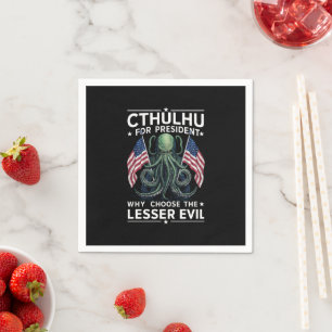 Serviette En Papier Drôle d'élection 2024 Cthulhu pour président