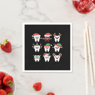 Serviette En Papier Drôle Dental Noël Dents mignon Noël Dentiste