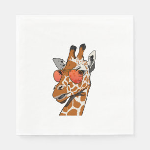 Serviette En Papier Drôle Giraffe avec lunettes de soleil Idée cadeau 