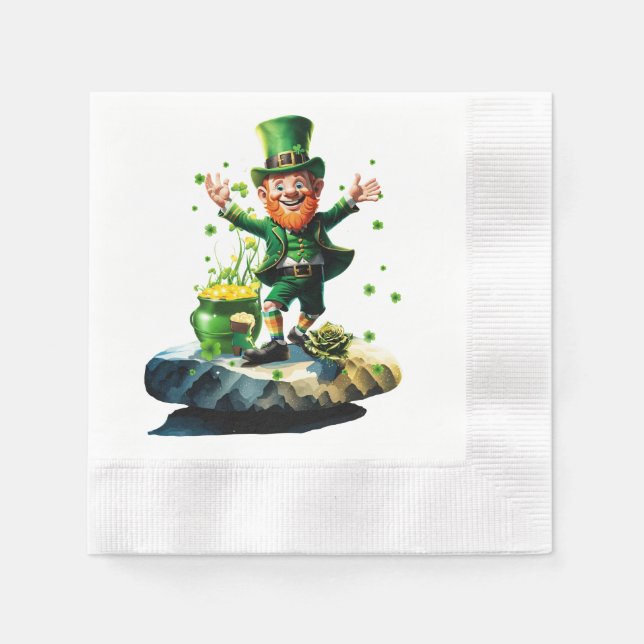 Serviette En Papier Drôle heureux leprechaun (Devant)