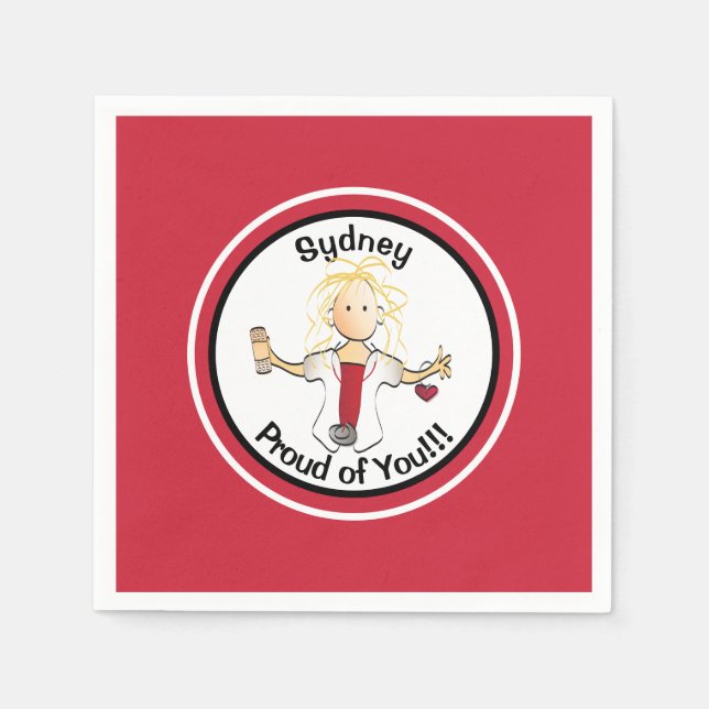 Serviette En Papier Drôle Infirmière personnalisée serviettes de fin d (Devant)