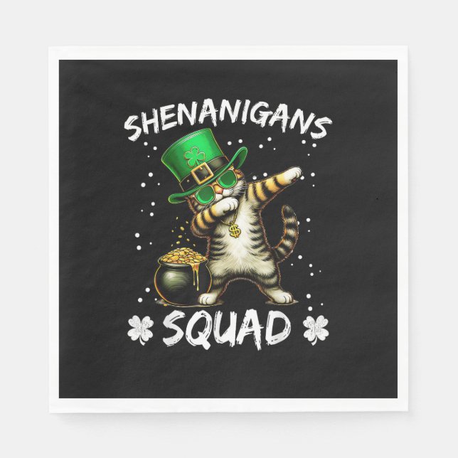 Serviette En Papier Drôle Jour de la Saint Patrick Dabbing Chat St Pad (Devant)