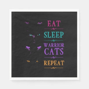 Serviette En Papier Drôle Manger Sleep Warriors Chats Répéter Funny Ch
