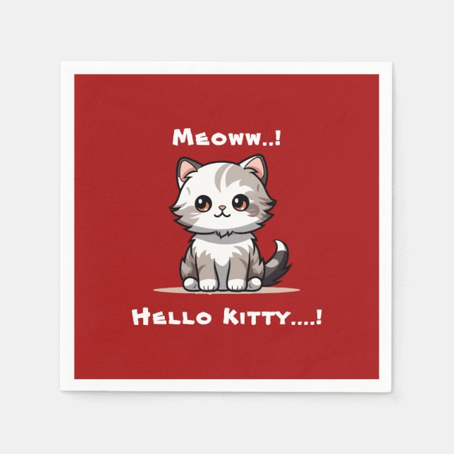Serviette En Papier Drôle mignon Chat Catmas Humour (Devant)