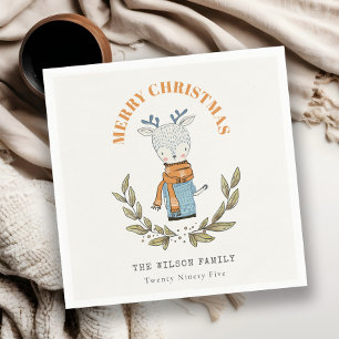 Serviette En Papier Drôle mignon Doux moche Reindeer feuilleté Noël