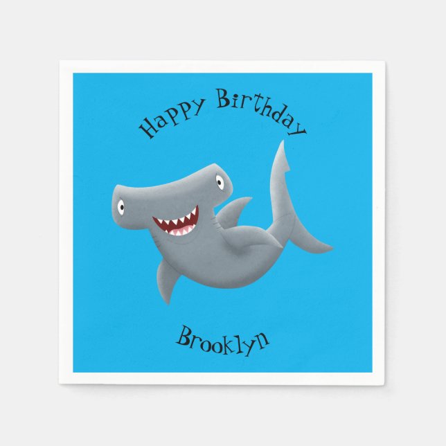 Serviette En Papier Drôle mignon requin marteau dessin animé (Devant)