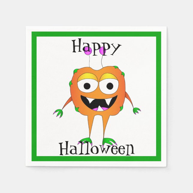 Serviette En Papier Drôle, Monstre, Halloween (Devant)