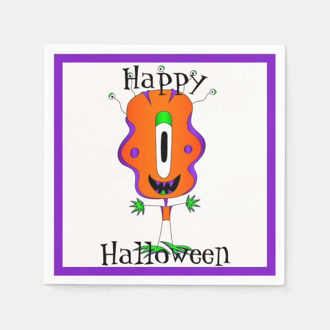 Serviette En Papier Drôle, Monstre, Halloween (Devant)