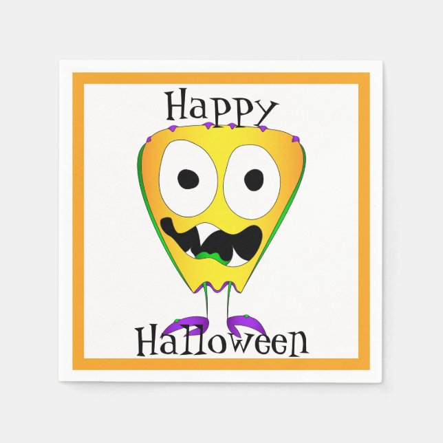 Serviette En Papier Drôle, Monstre, Halloween (Devant)