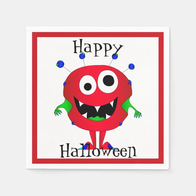 Serviette En Papier Drôle, Monstre, Halloween (Devant)
