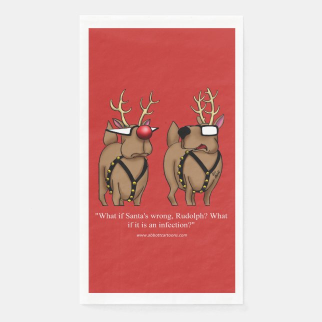 Serviette En Papier Drôle Noël Reindeer serviettes de toilette invités (Devant)